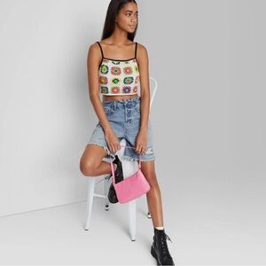 WILD FABLE High Rise Bermuda Distressed Raw Hem Denim Jean Shorts Size 18 NEW